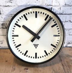 Black Industrial Clock From Pragotron, 1960s