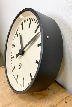 Black Industrial Clock from Pragotron, 1960s