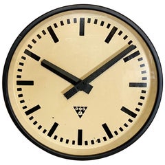 Black Industrial Clock from Pragotron, 1960s