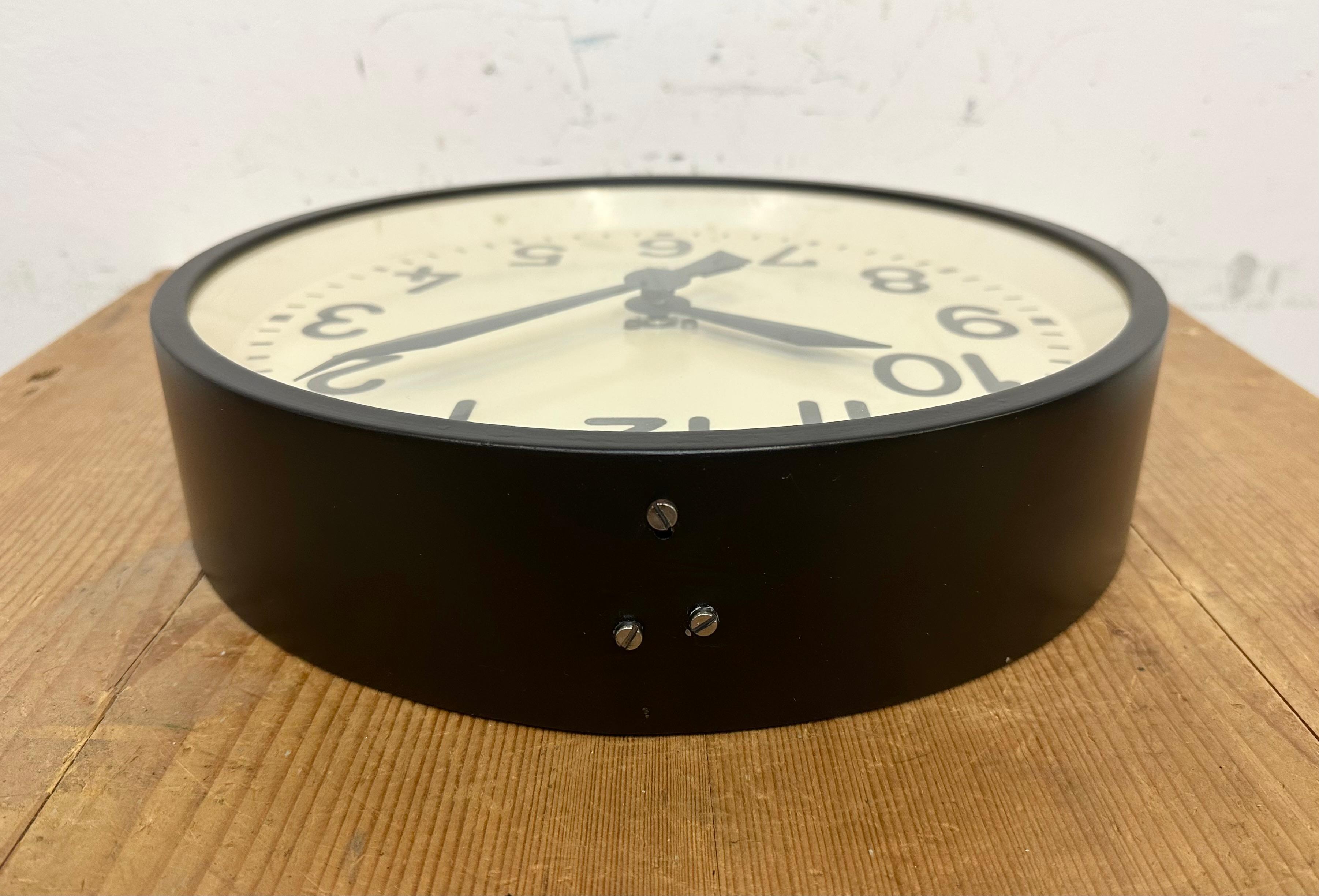 Black Industrial Factory Wall Clock From Chronotechna, 1950s 4