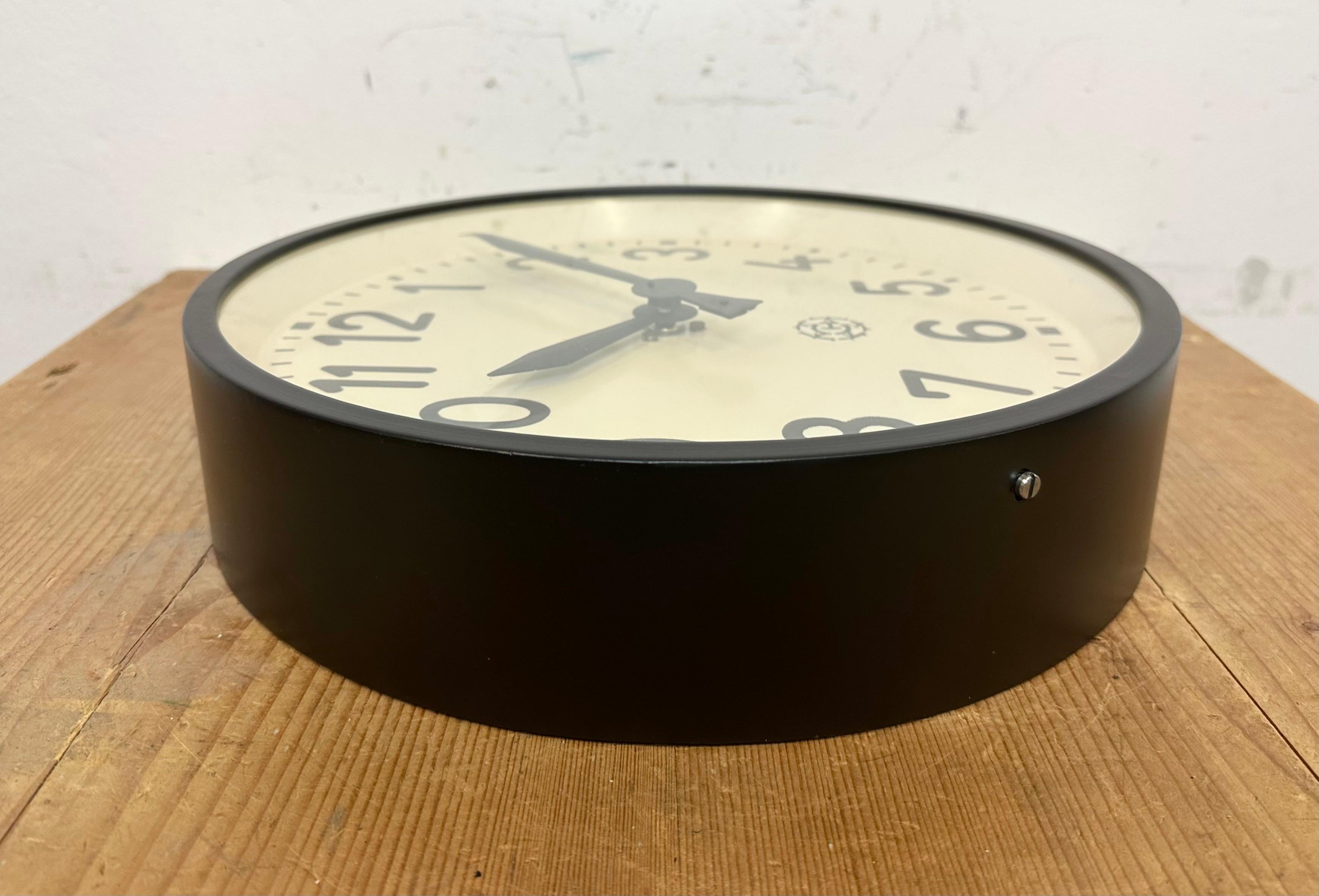 Black Industrial Factory Wall Clock From Chronotechna, 1950s 5