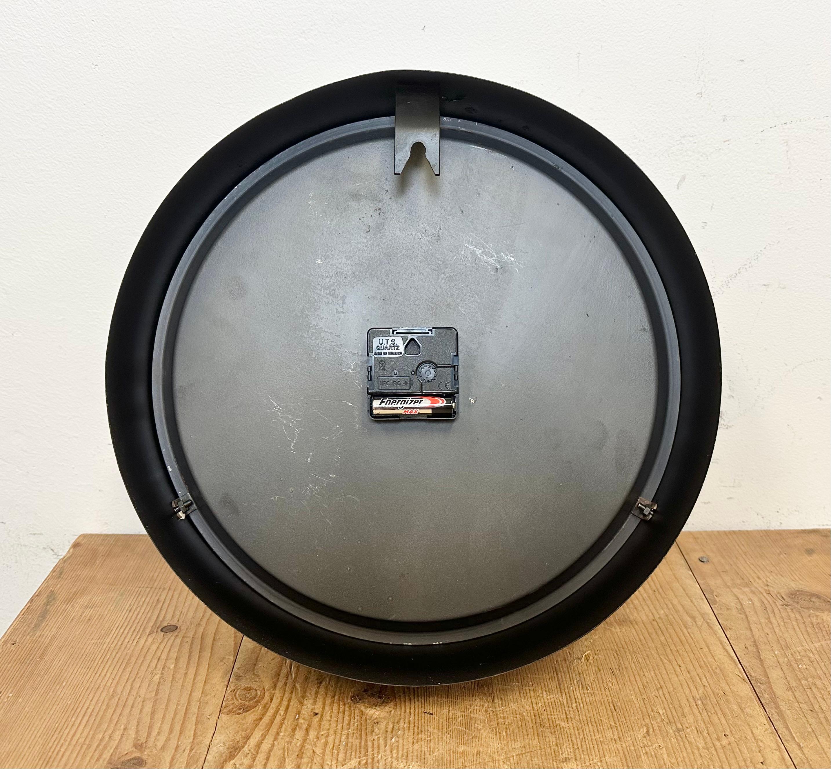 Black Industrial Factory Wall Clock From Chronotechna, 1950s 6