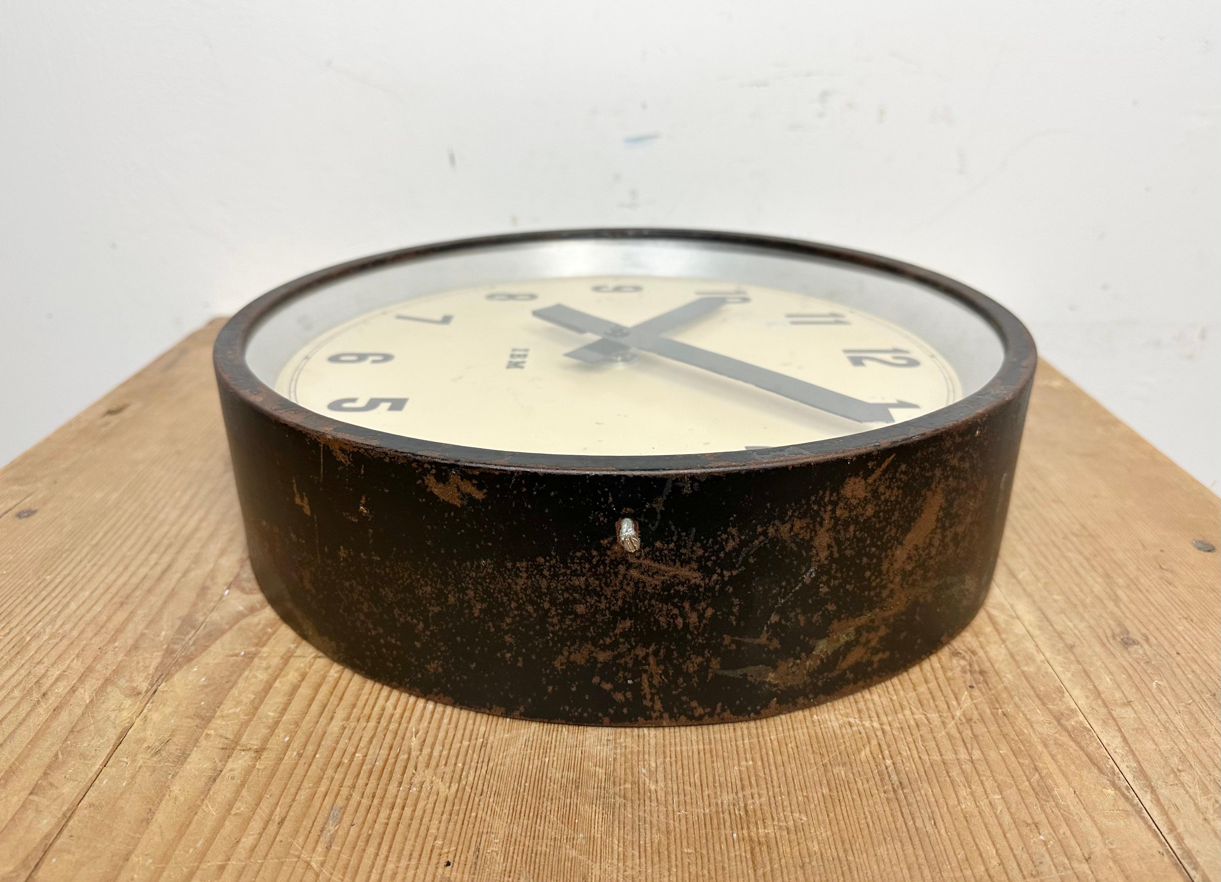 Black Industrial Factory Wall Clock from IBM, 1950s 4