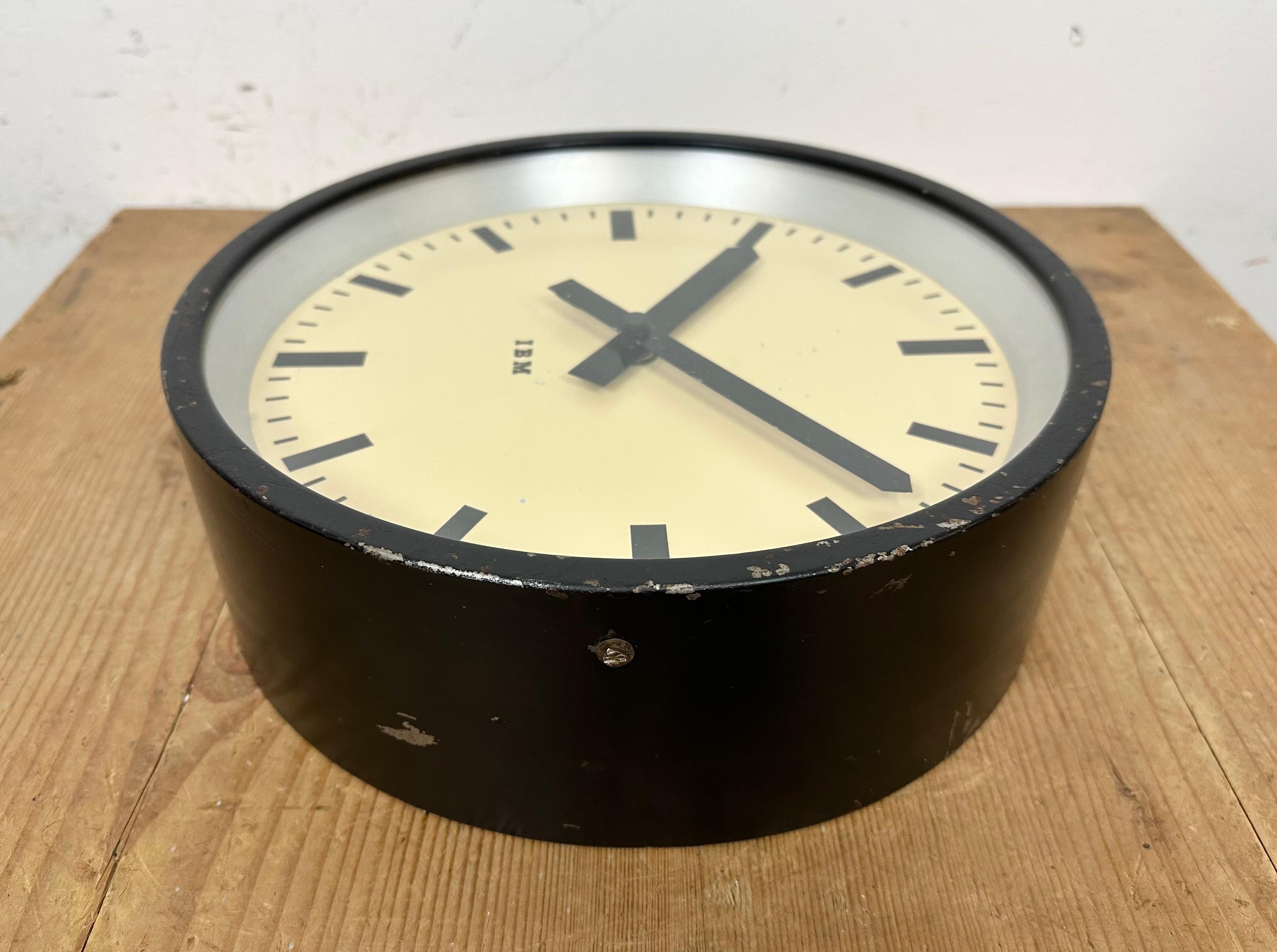 Black Industrial Factory Wall Clock from Ibm, 1950s For Sale 2