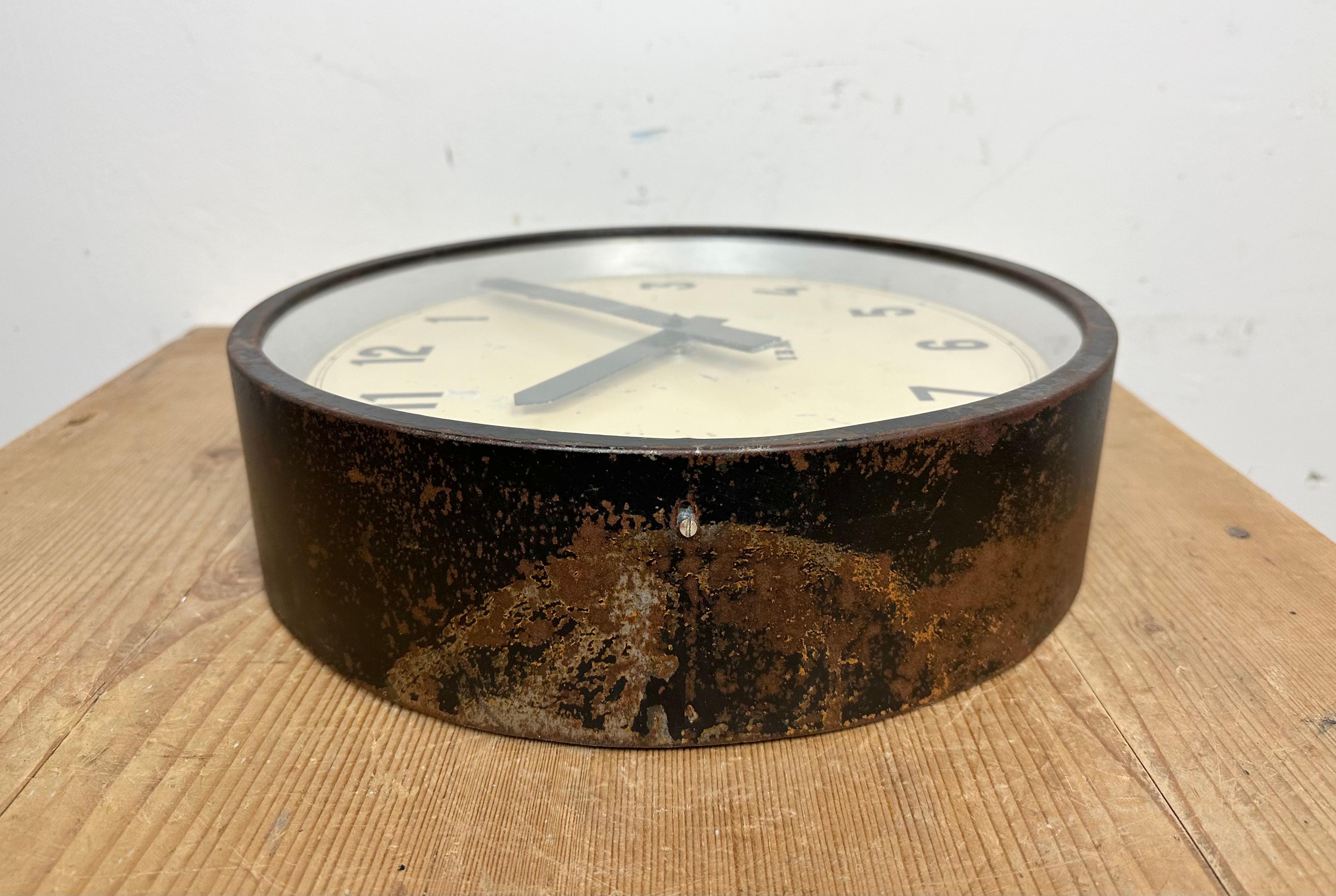 Black Industrial Factory Wall Clock from IBM, 1950s 6