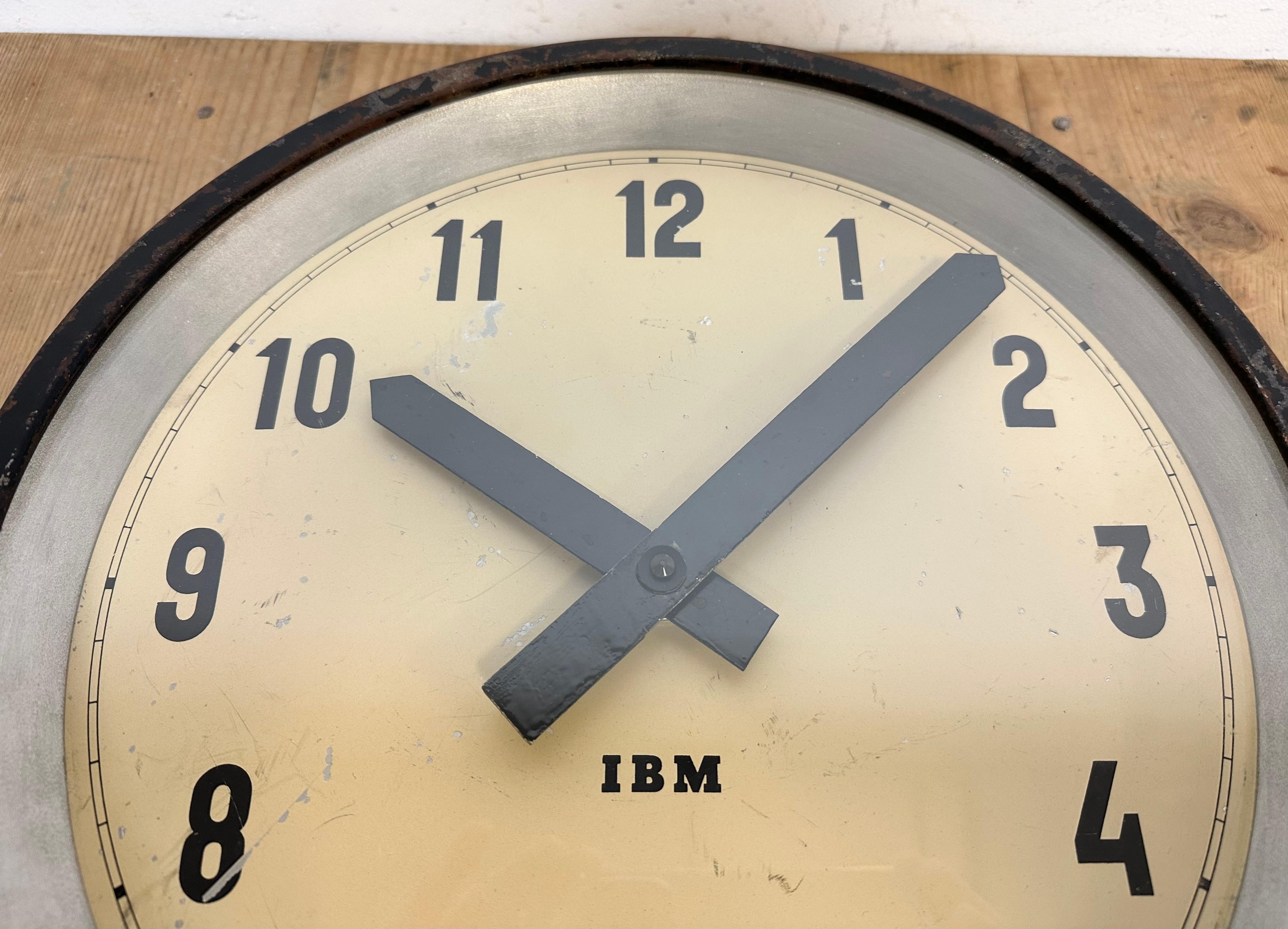 Black Industrial Factory Wall Clock from IBM, 1950s 7