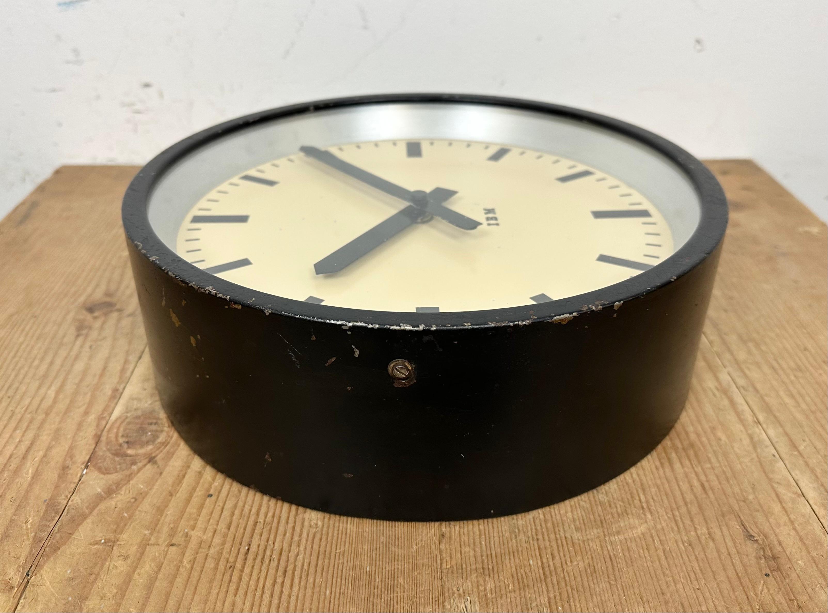 Black Industrial Factory Wall Clock from Ibm, 1950s For Sale 4