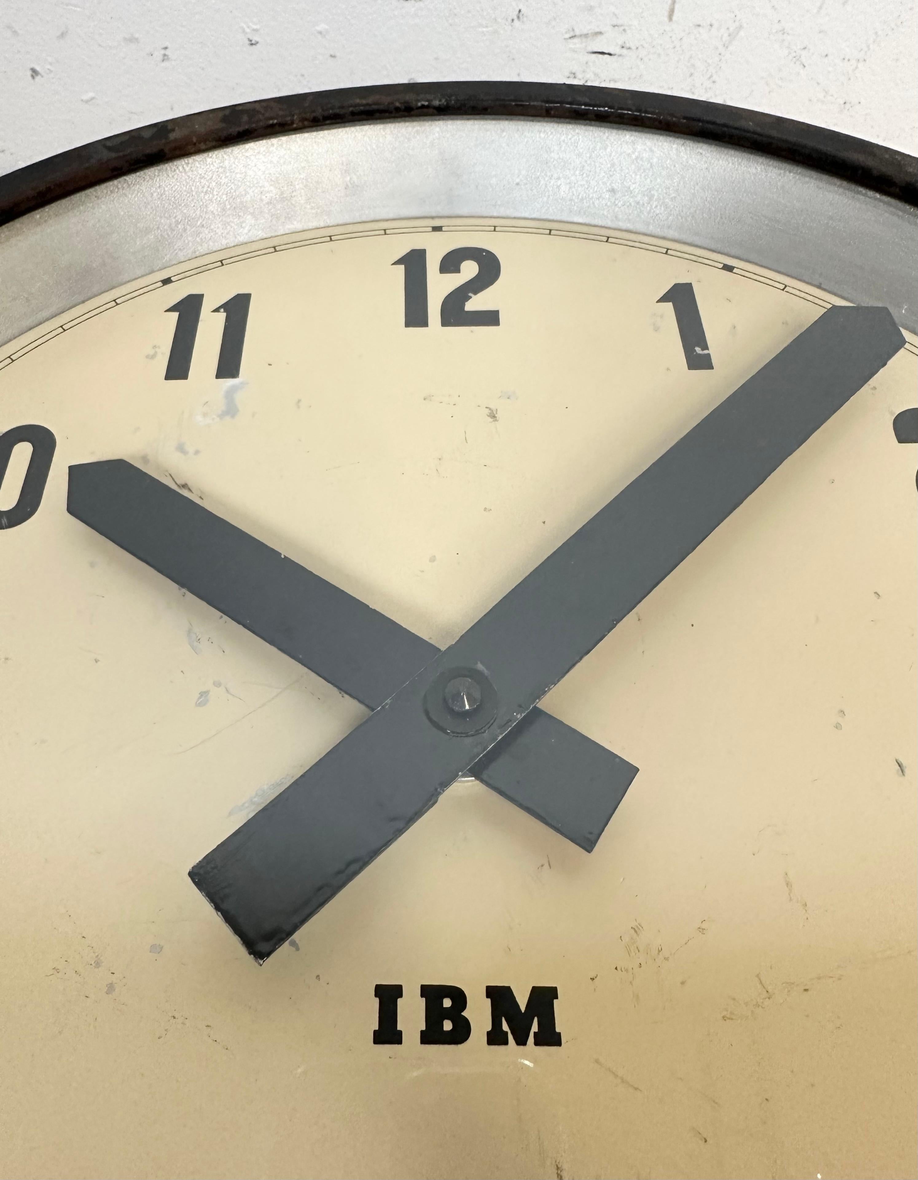 Black Industrial Factory Wall Clock from IBM, 1950s 9