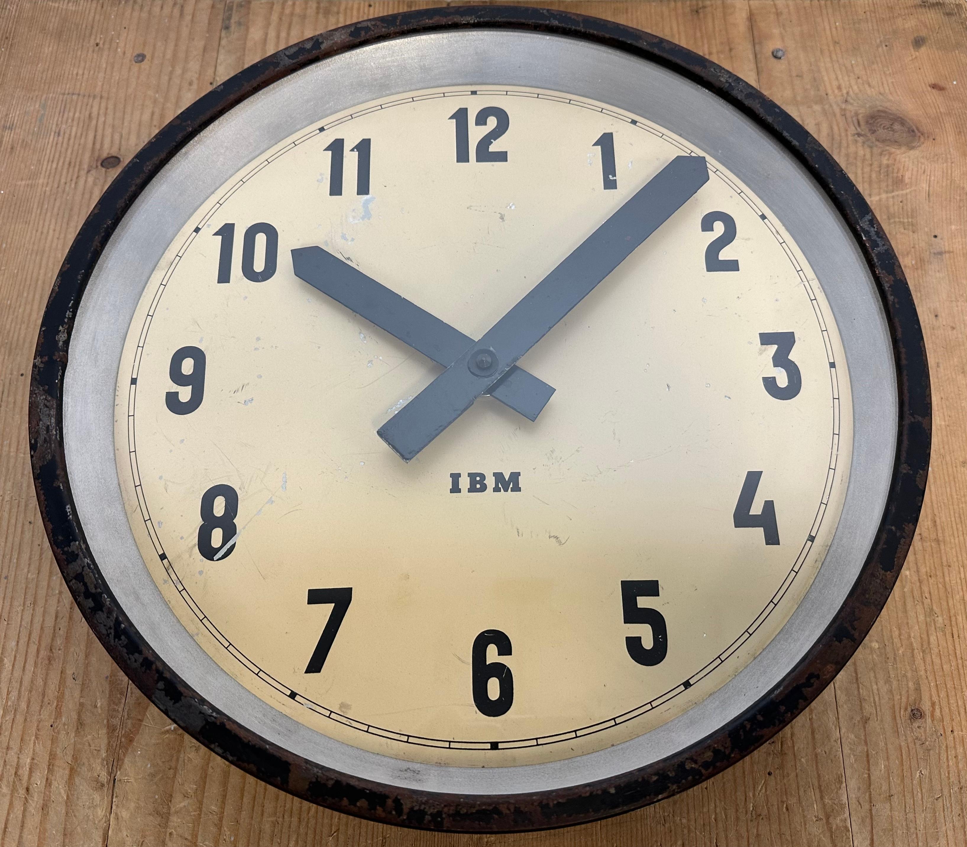Black Industrial Factory Wall Clock from IBM, 1950s 12