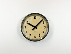 Black Industrial Factory Wall Clock from IBM, 1950s