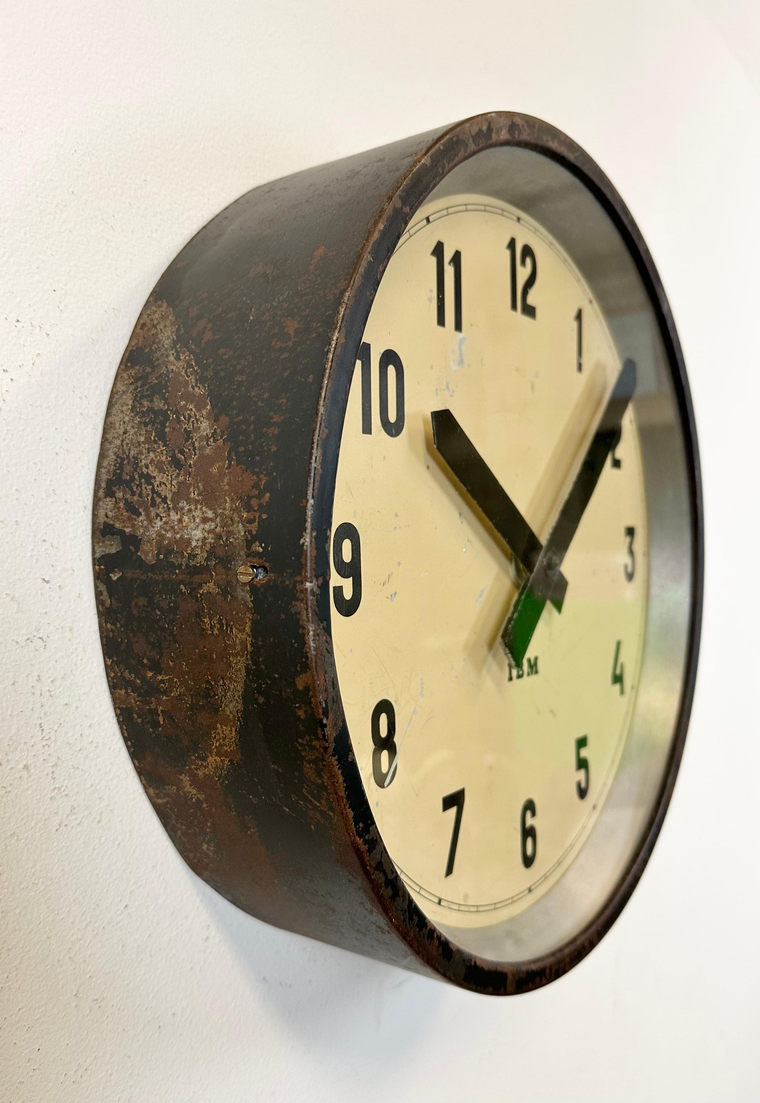 20th Century Black Industrial Factory Wall Clock from IBM, 1950s