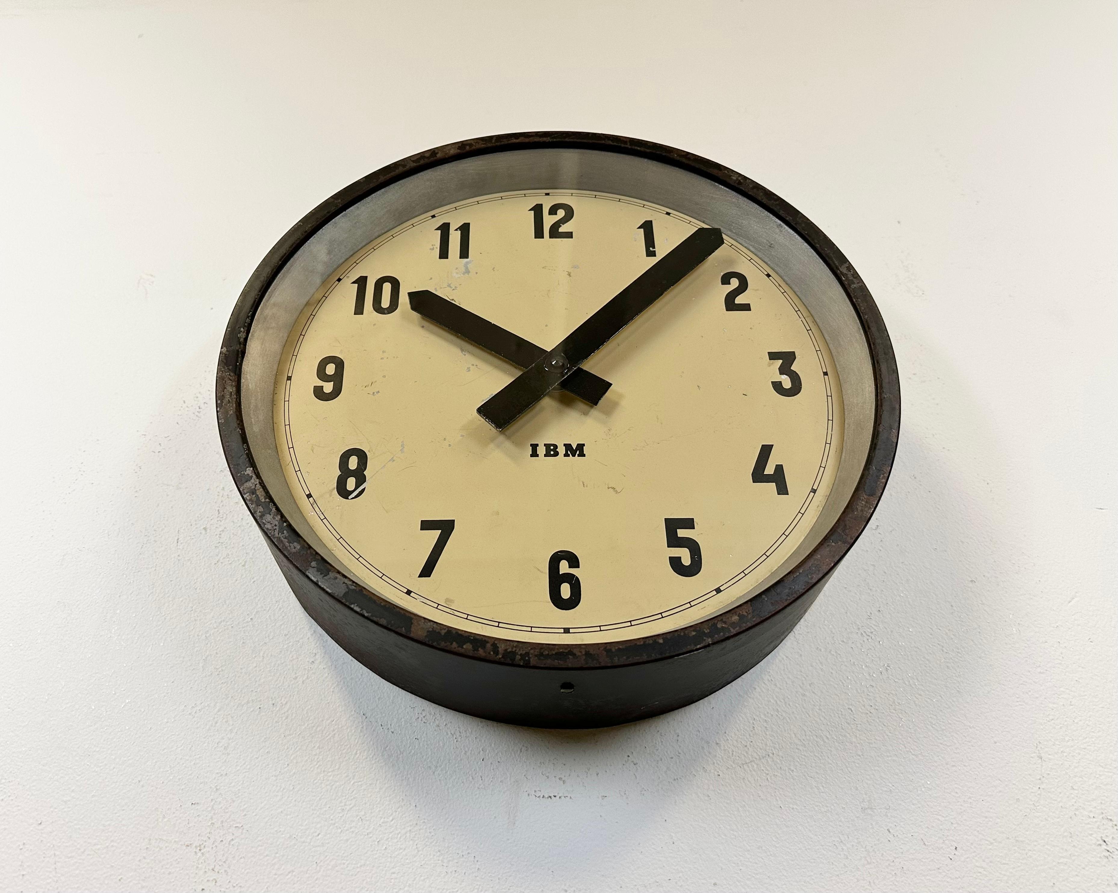 Black Industrial Factory Wall Clock from IBM, 1950s 1