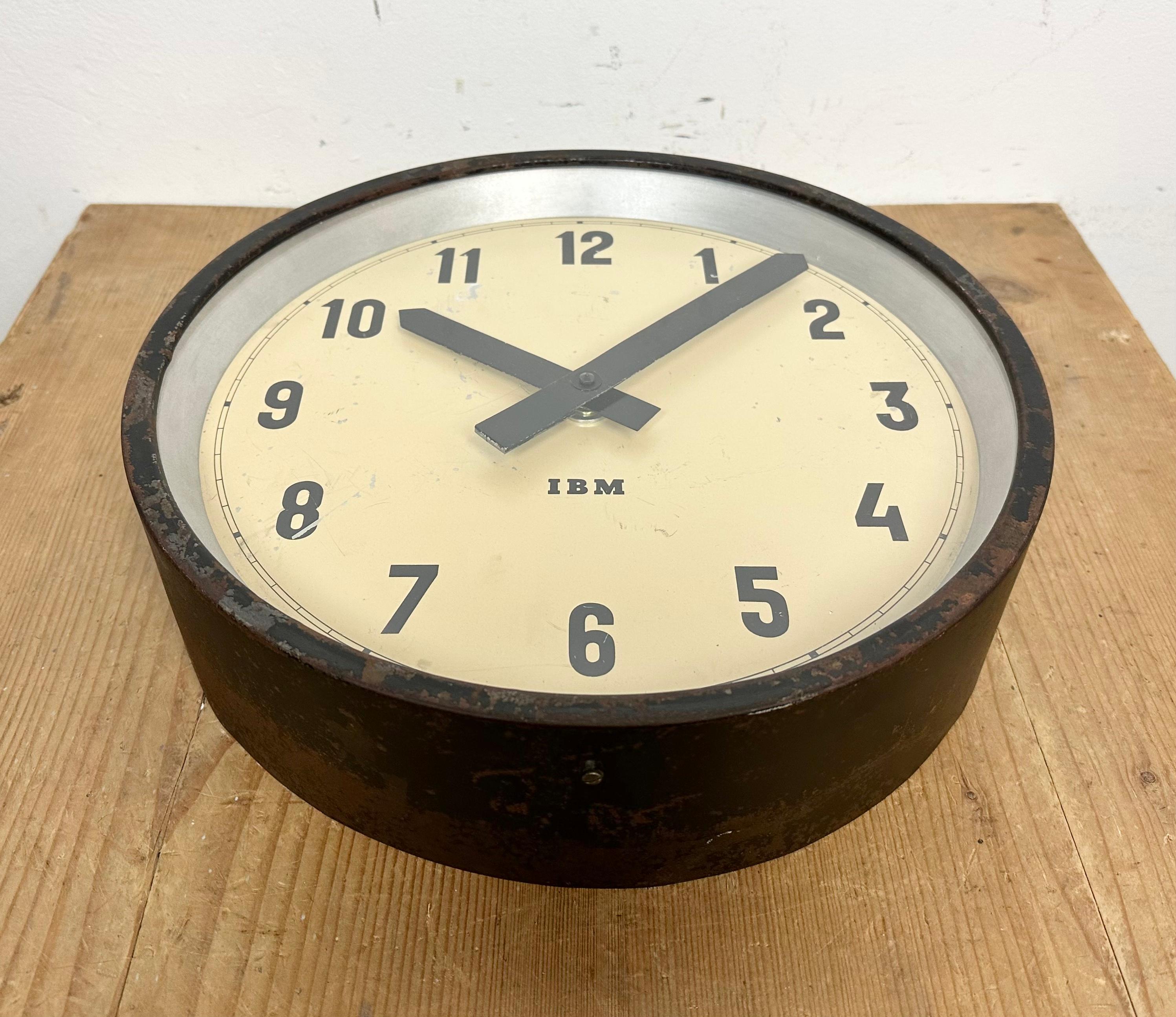 Black Industrial Factory Wall Clock from IBM, 1950s 2