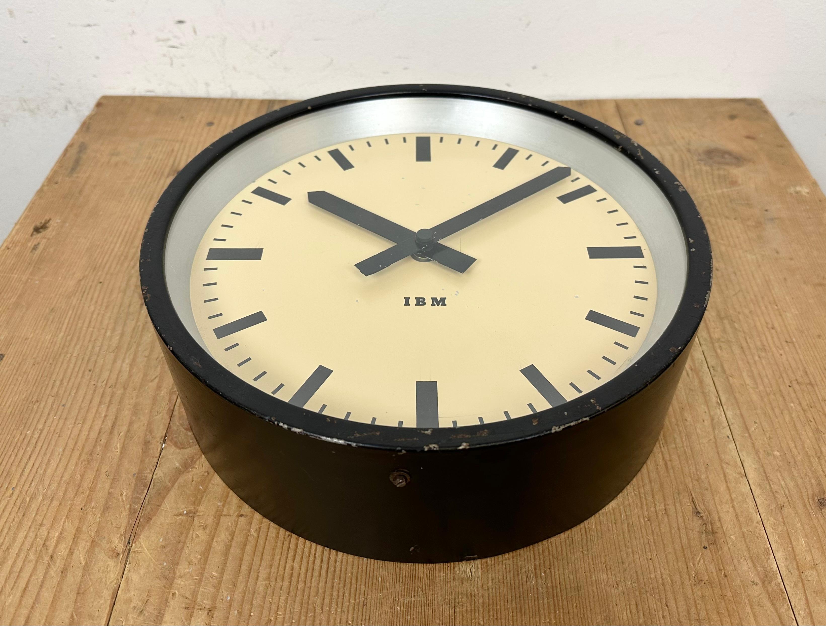 20th Century Black Industrial Factory Wall Clock from IBM, 1950s