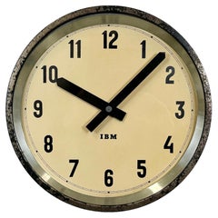 Black Industrial Factory Wall Clock from IBM, 1950s