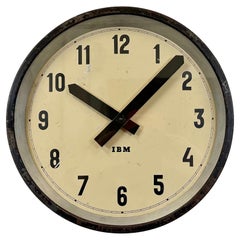 Black Industrial Factory Wall Clock from IBM, 1950s