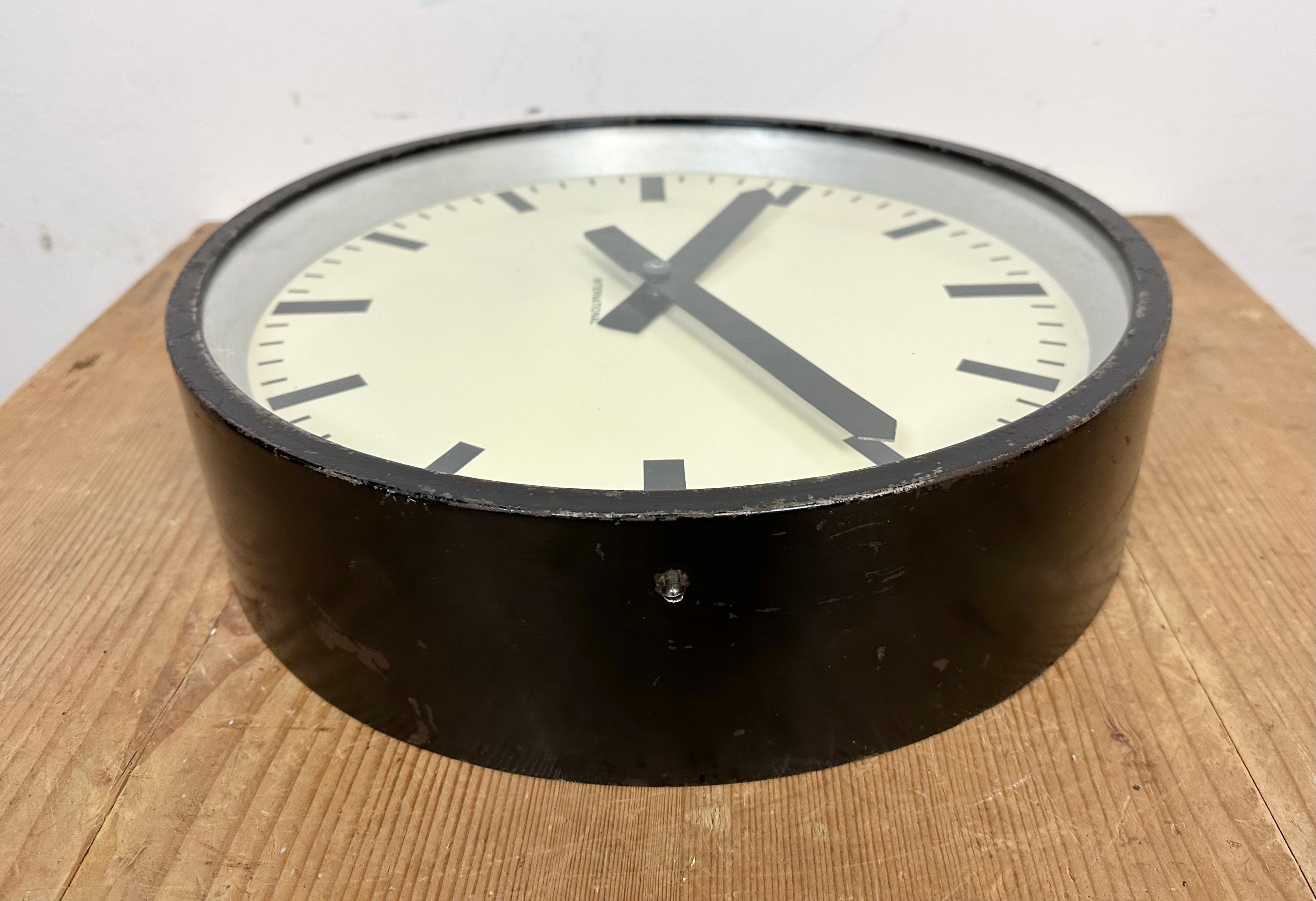 Black Industrial Factory Wall Clock from International, 1950s For Sale 3