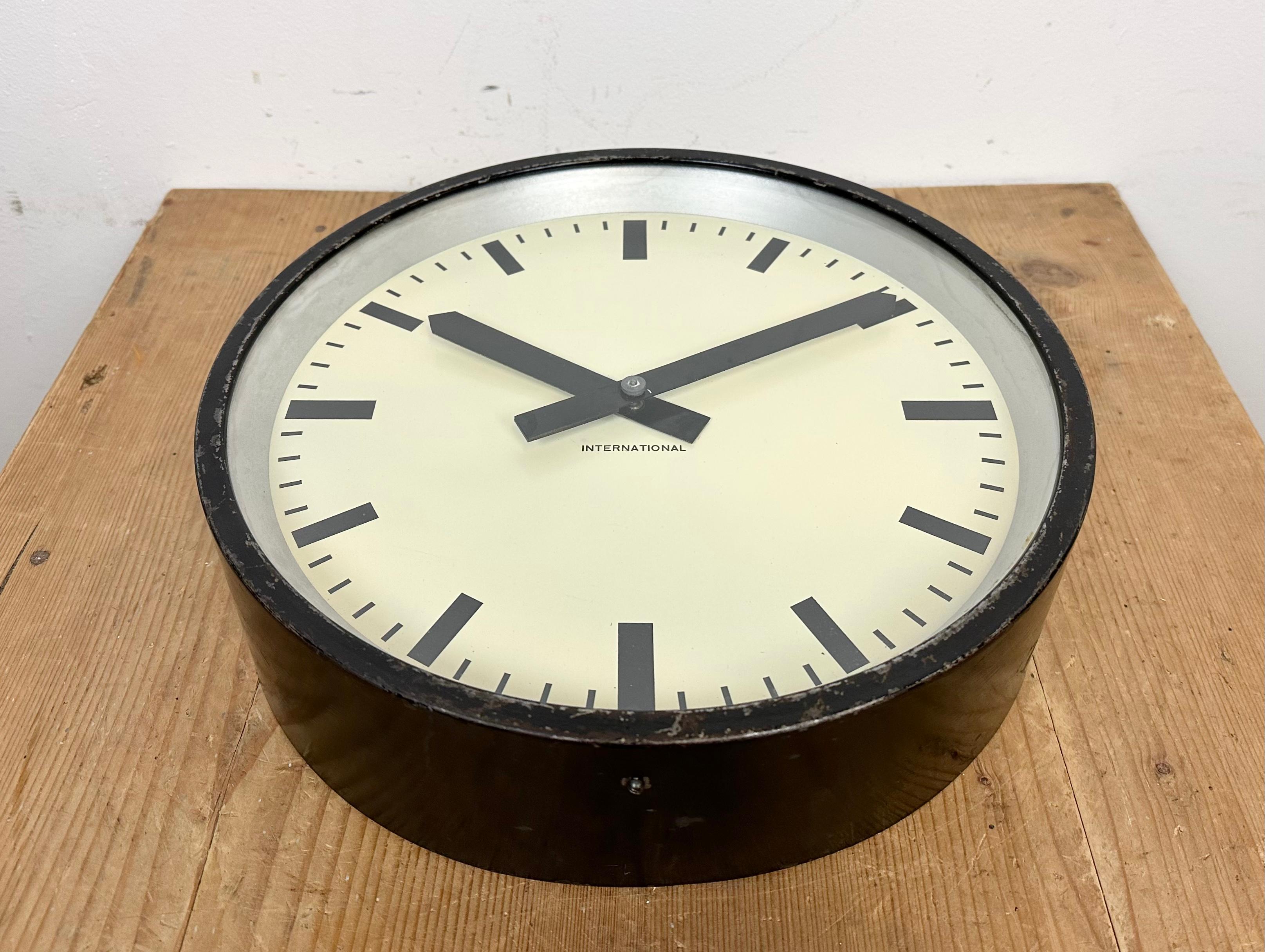 20th Century Black Industrial Factory Wall Clock from International, 1950s For Sale