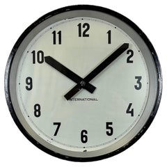 Black Industrial Factory Wall Clock from International, 1950s