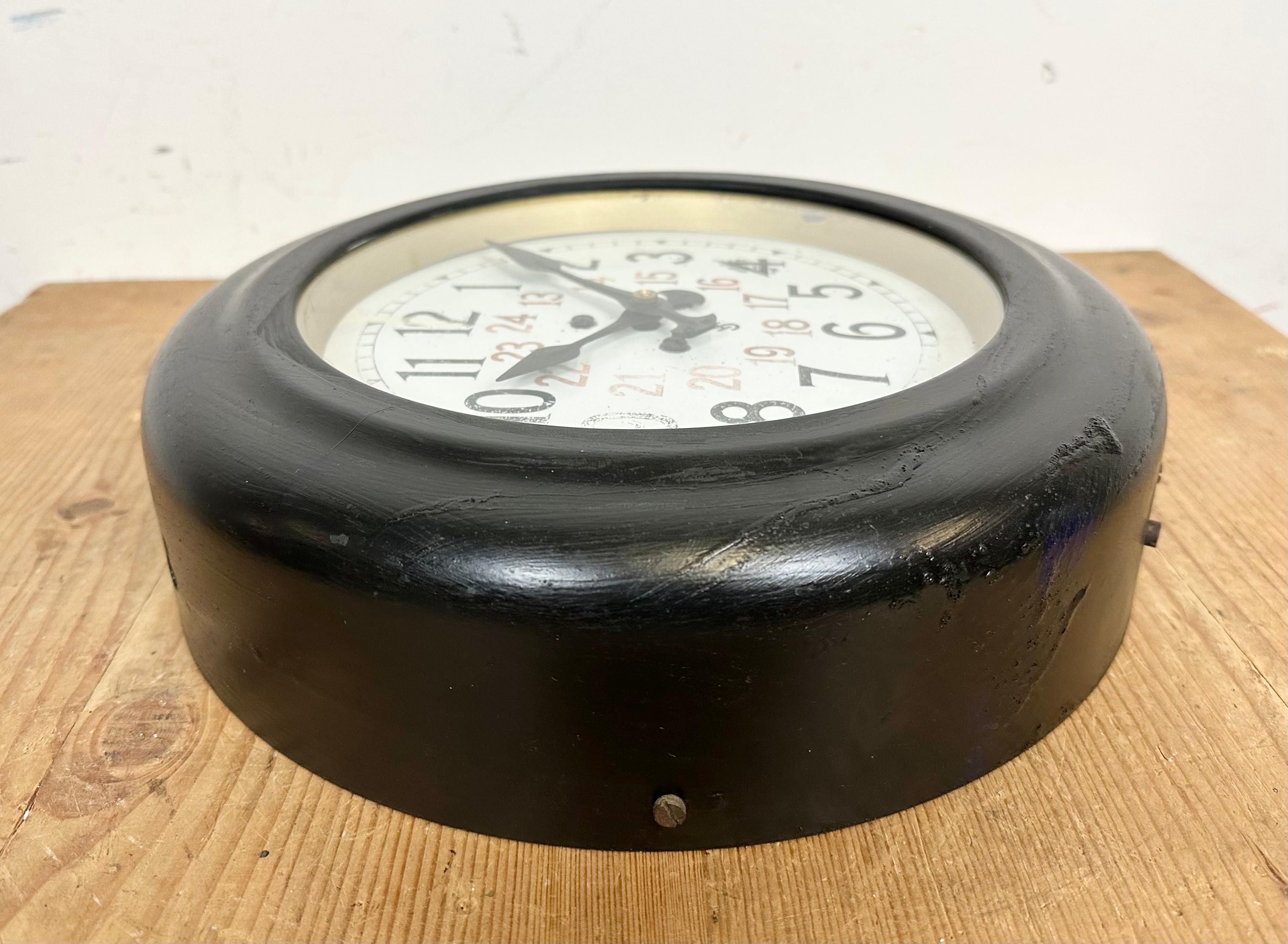 Black Industrial Factory Wall Clock from Siemens, 1930s For Sale 4