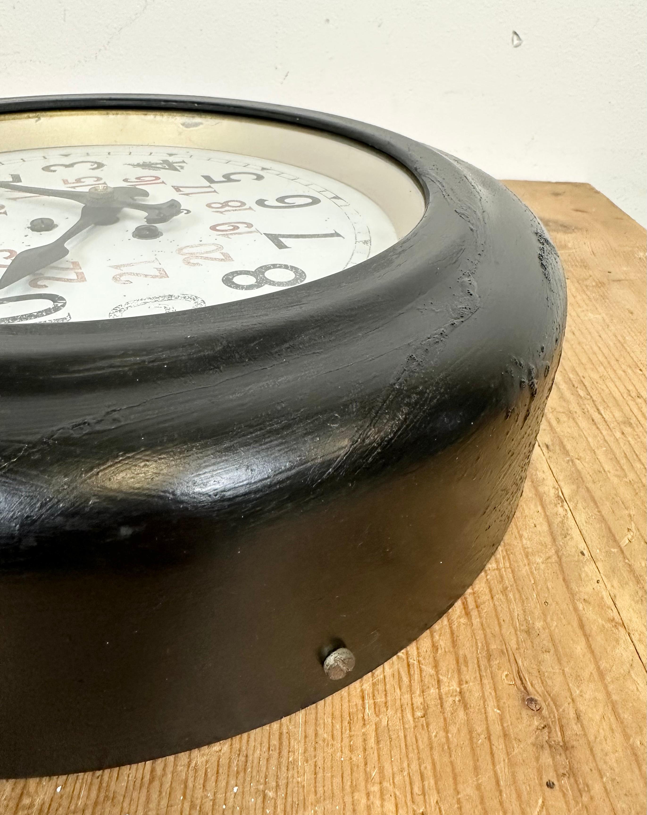 Black Industrial Factory Wall Clock from Siemens, 1930s For Sale 5