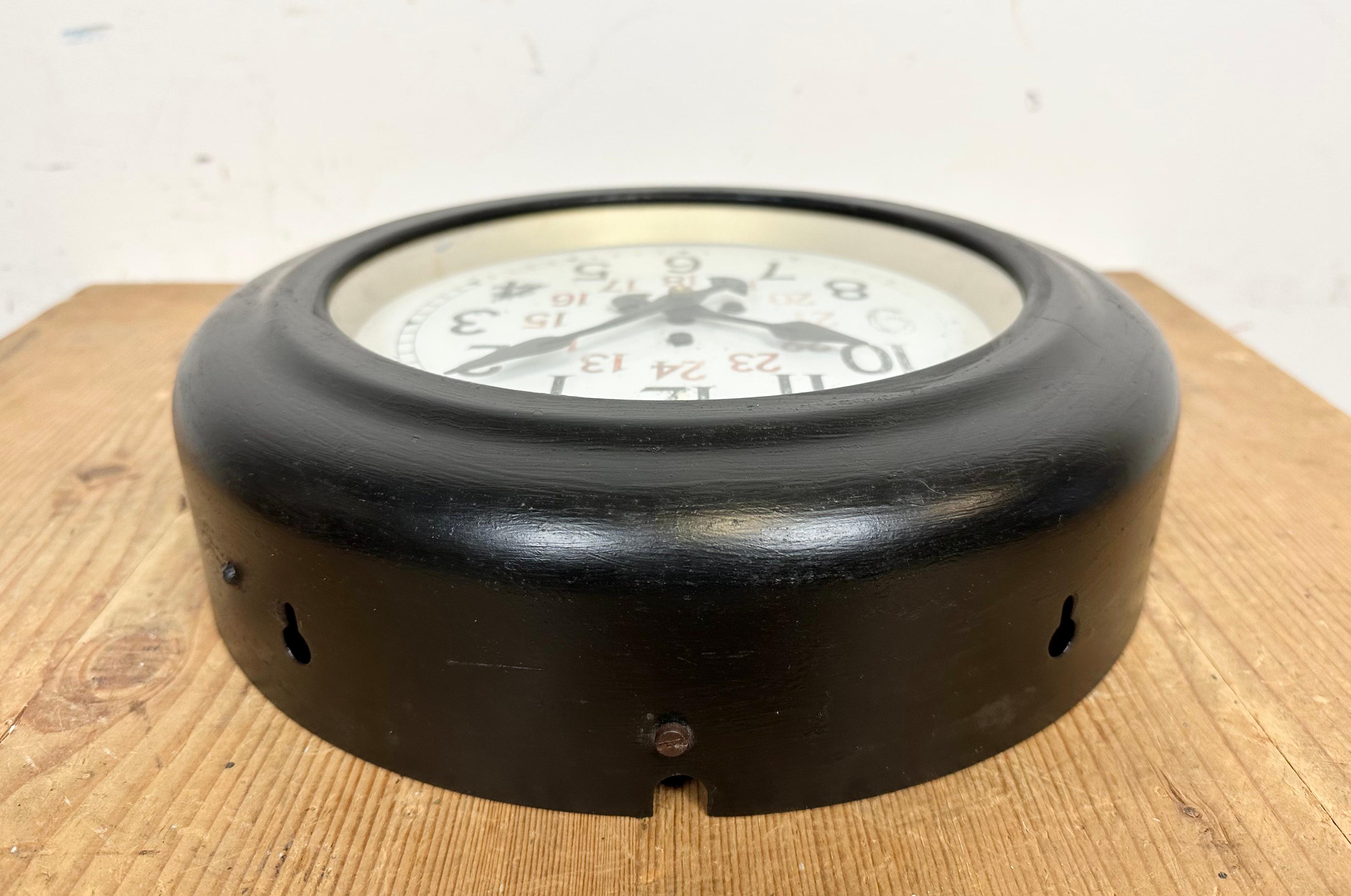 Black Industrial Factory Wall Clock from Siemens, 1930s For Sale 6