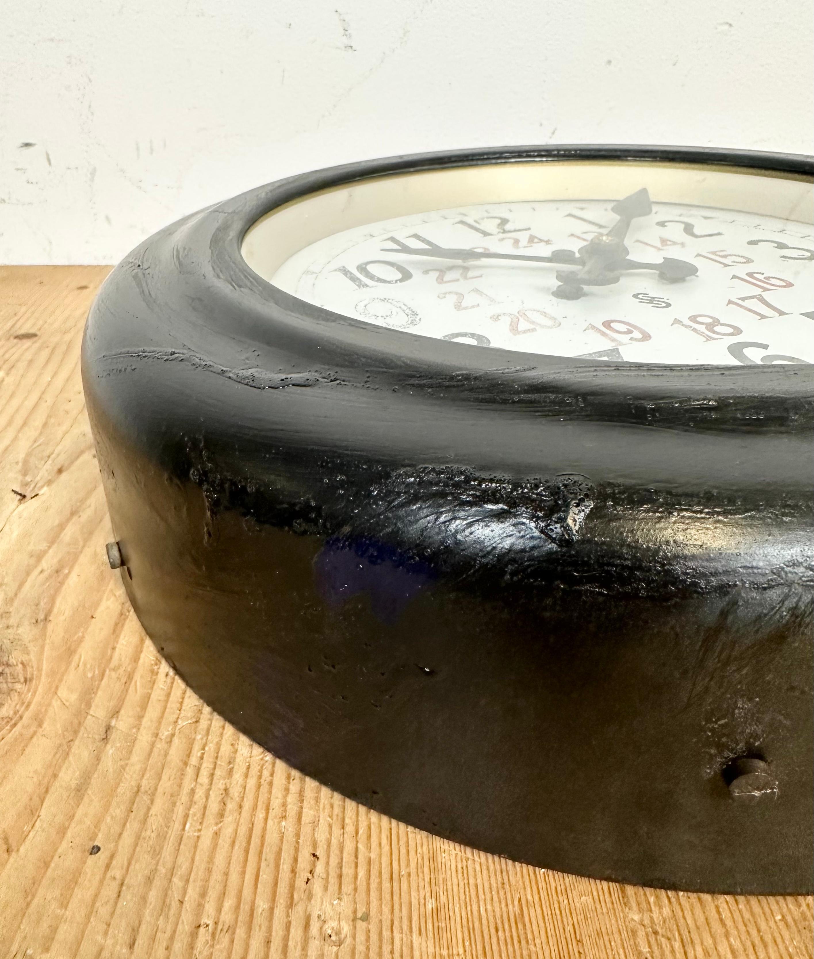 Black Industrial Factory Wall Clock from Siemens, 1930s For Sale 7