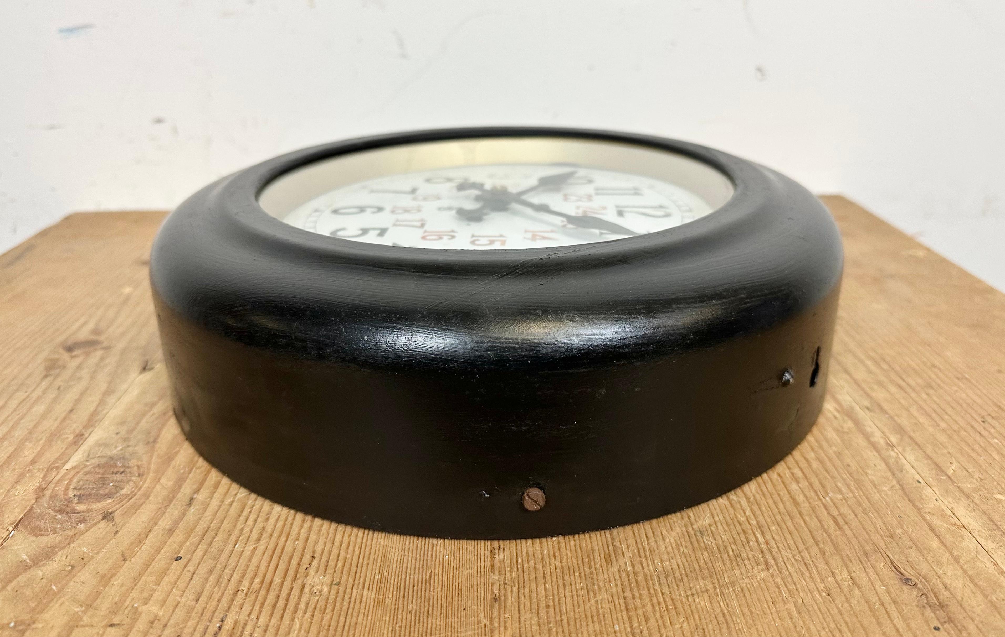Black Industrial Factory Wall Clock from Siemens, 1930s For Sale 8