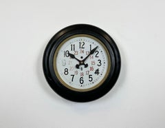 Black Industrial Factory Wall Clock from Siemens, 1930s