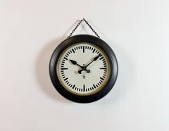 Black Industrial Factory Wall Clock from Siemens, 1930s