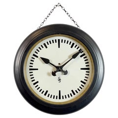 Black Industrial Factory Wall Clock from Siemens, 1930s