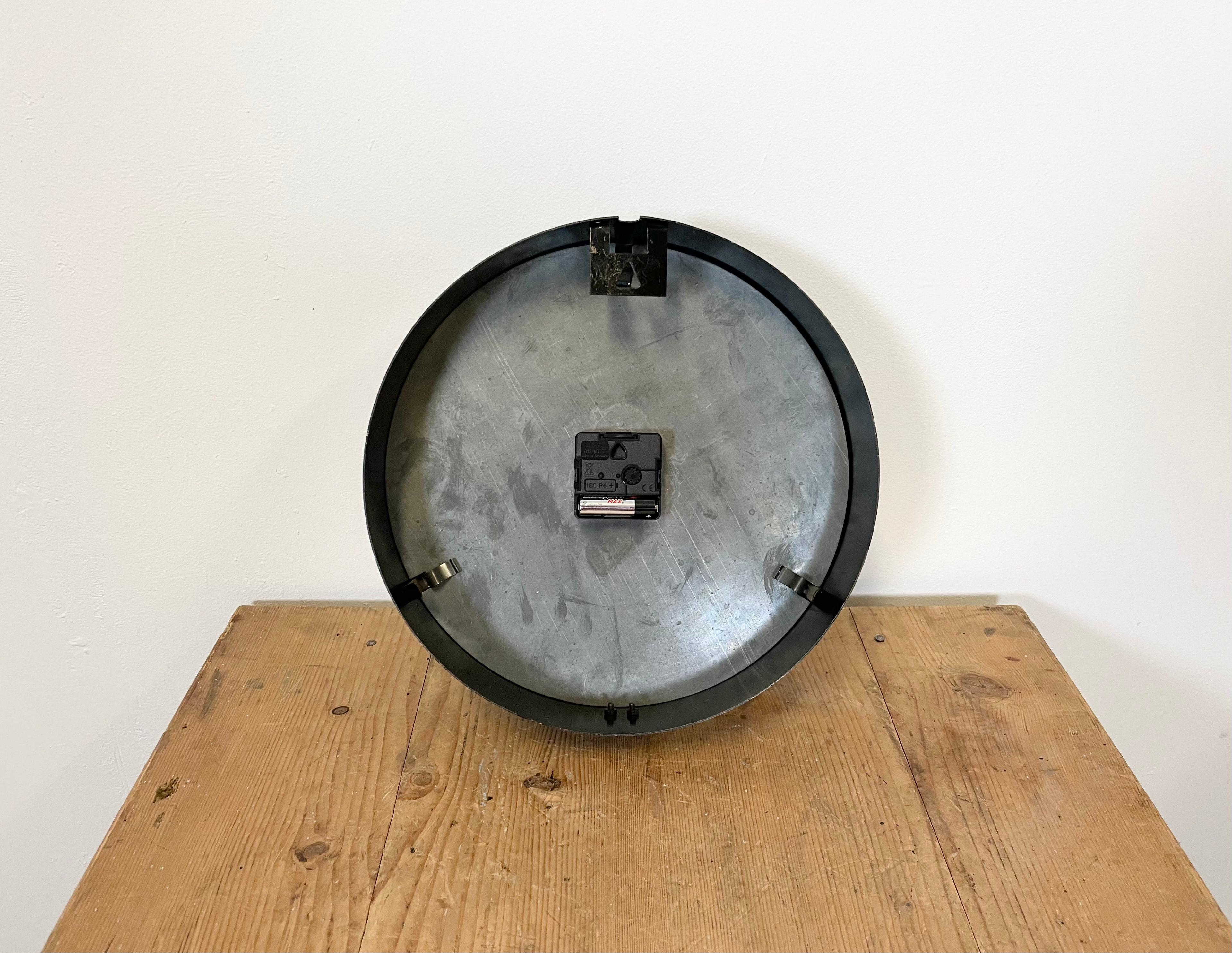 Black Industrial Factory Wall Clock from Siemens, 1950s 5