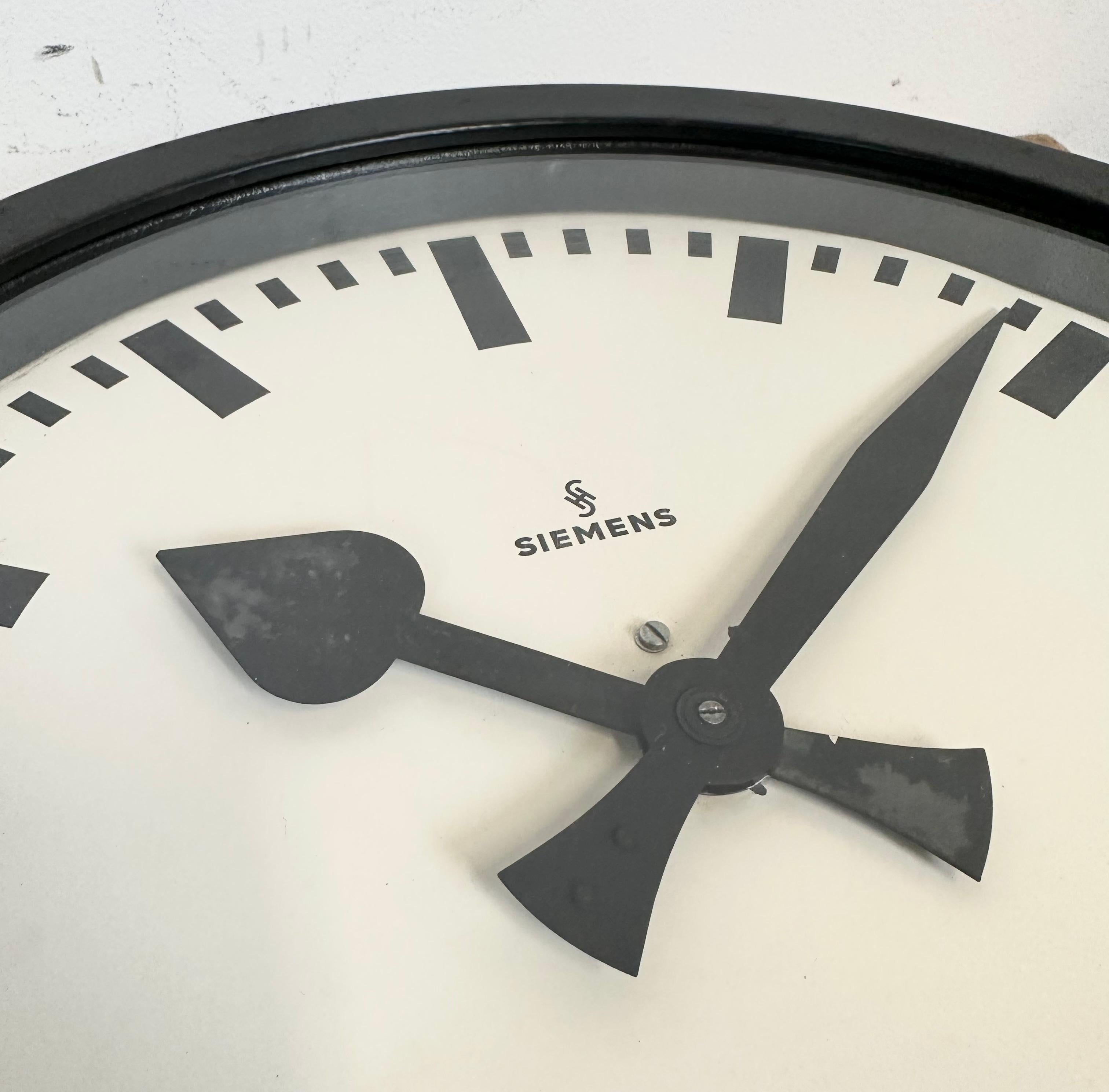 Black Industrial Factory Wall Clock from Siemens, 1950s For Sale 9