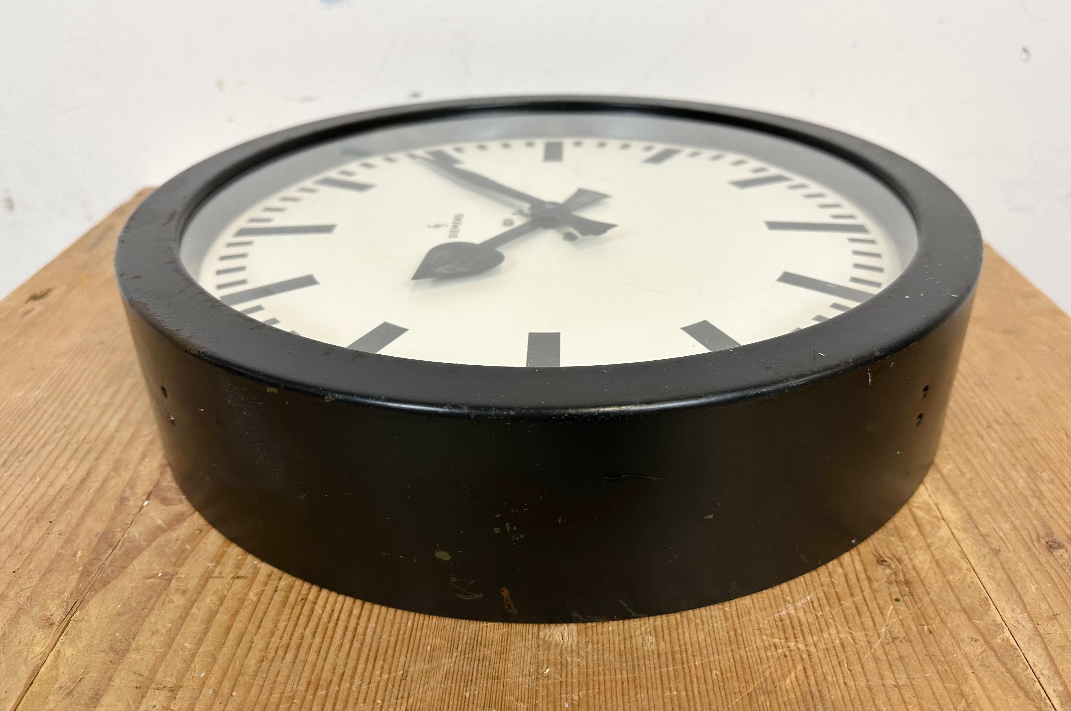 Black Industrial Factory Wall Clock from Siemens, 1950s For Sale 10