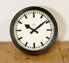 Black Industrial Factory Wall Clock from Siemens, 1950s