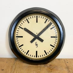Black Industrial Factory Wall Clock from Siemens, 1950s