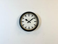 Black Industrial Factory Wall Clock from Siemens, 1950s