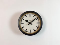 Black Industrial Factory Wall Clock from Siemens, 1950s