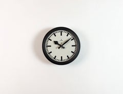 Black Industrial Factory Wall Clock from Siemens, 1950s