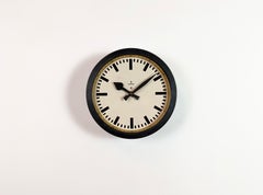 Black Industrial Factory Wall Clock from Siemens, 1950s