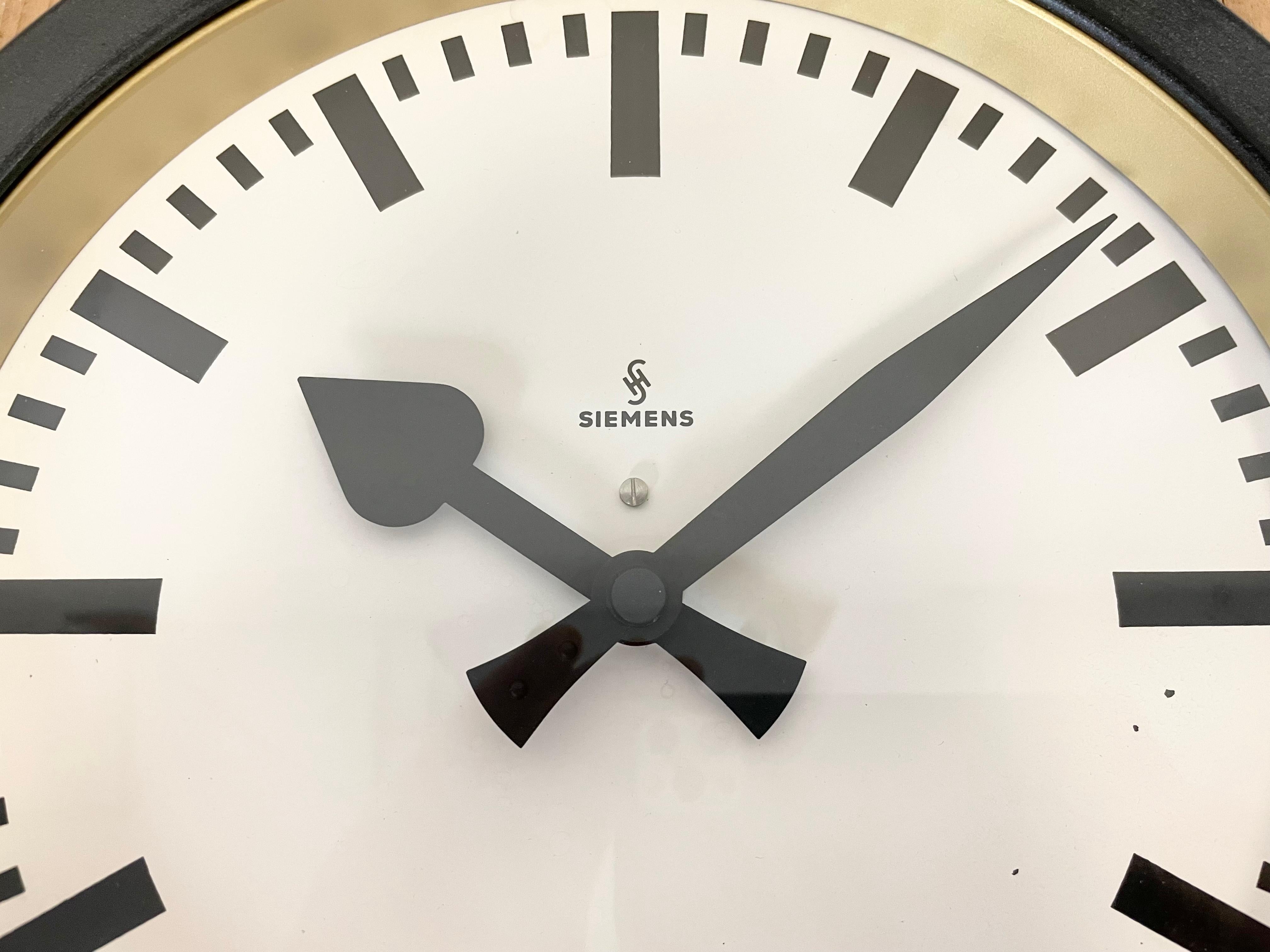 Black Industrial Factory Wall Clock from Siemens, 1950s 3