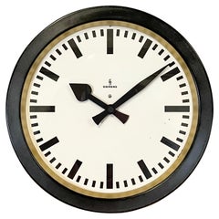 Black Industrial Factory Wall Clock from Siemens, 1950s