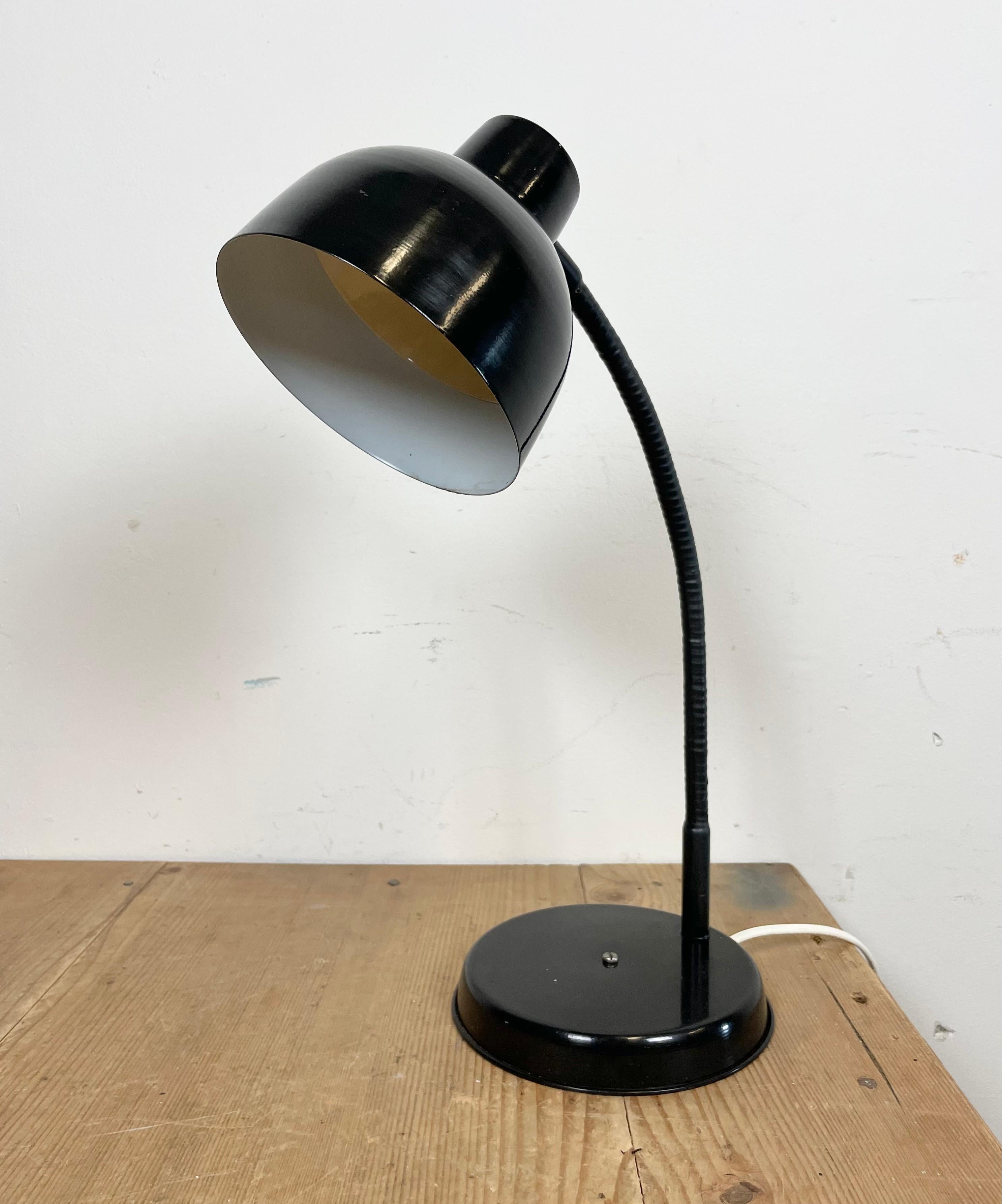 Polish Black Industrial Gooseneck Table Lamp, 1960s For Sale