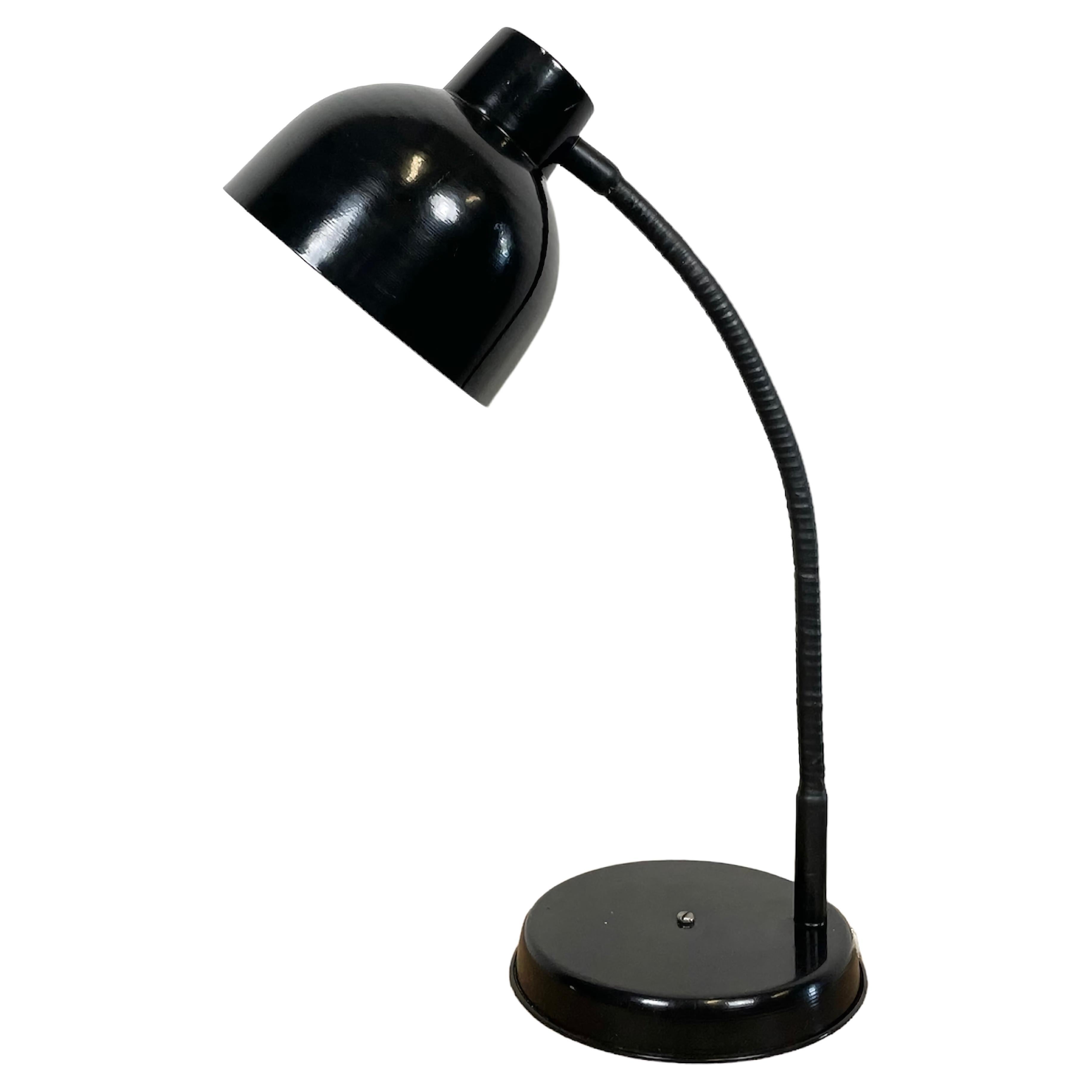 Lampe de table industrielle noire à col de cygne, années 1960