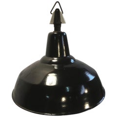 Black Industrial Lamp with Porcelain Top, 1950s