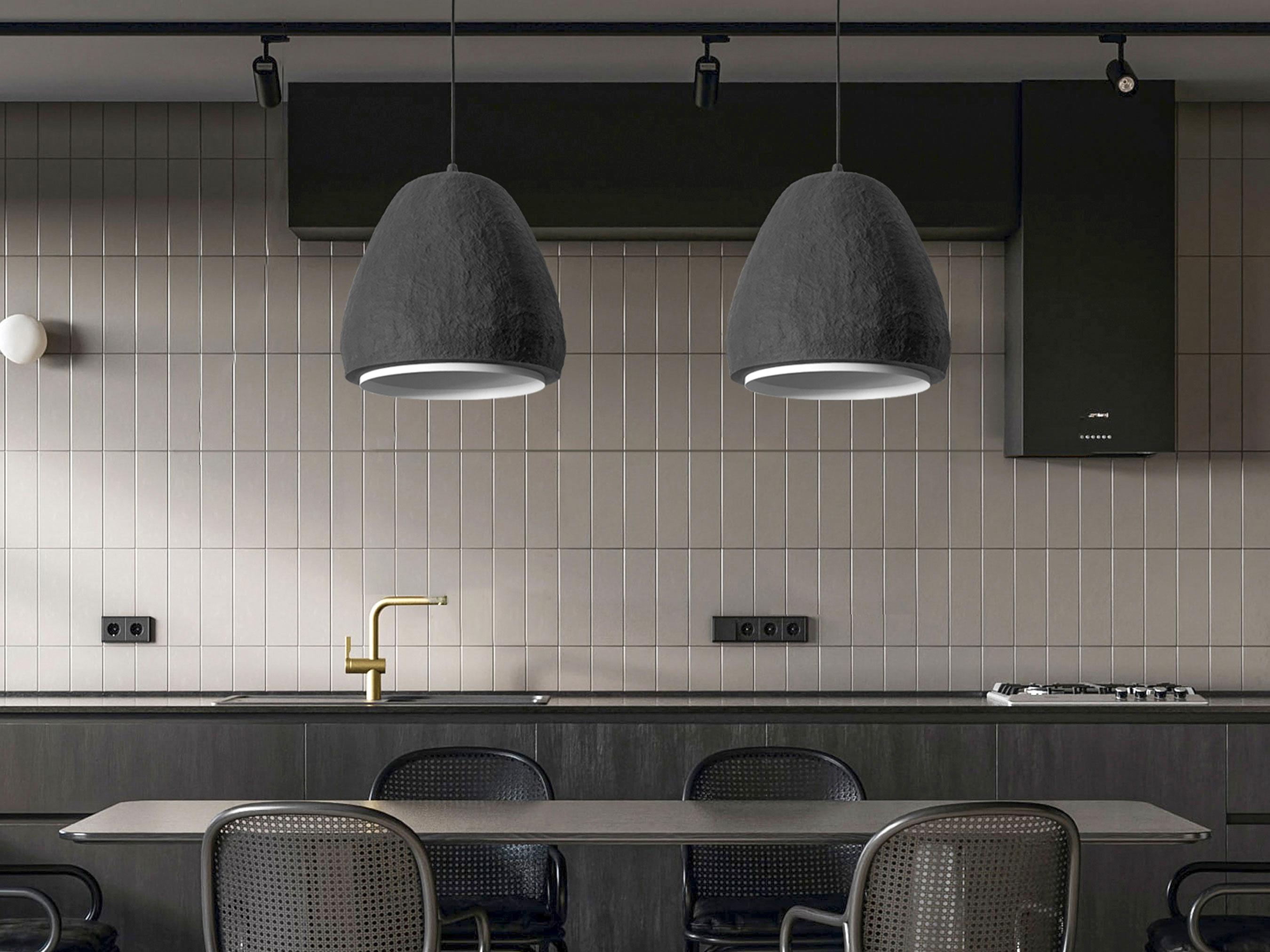 Hand-Crafted Black Industrial Light, Minimalist Pendant Lamp by Donatas Žukauskas In Stock For Sale