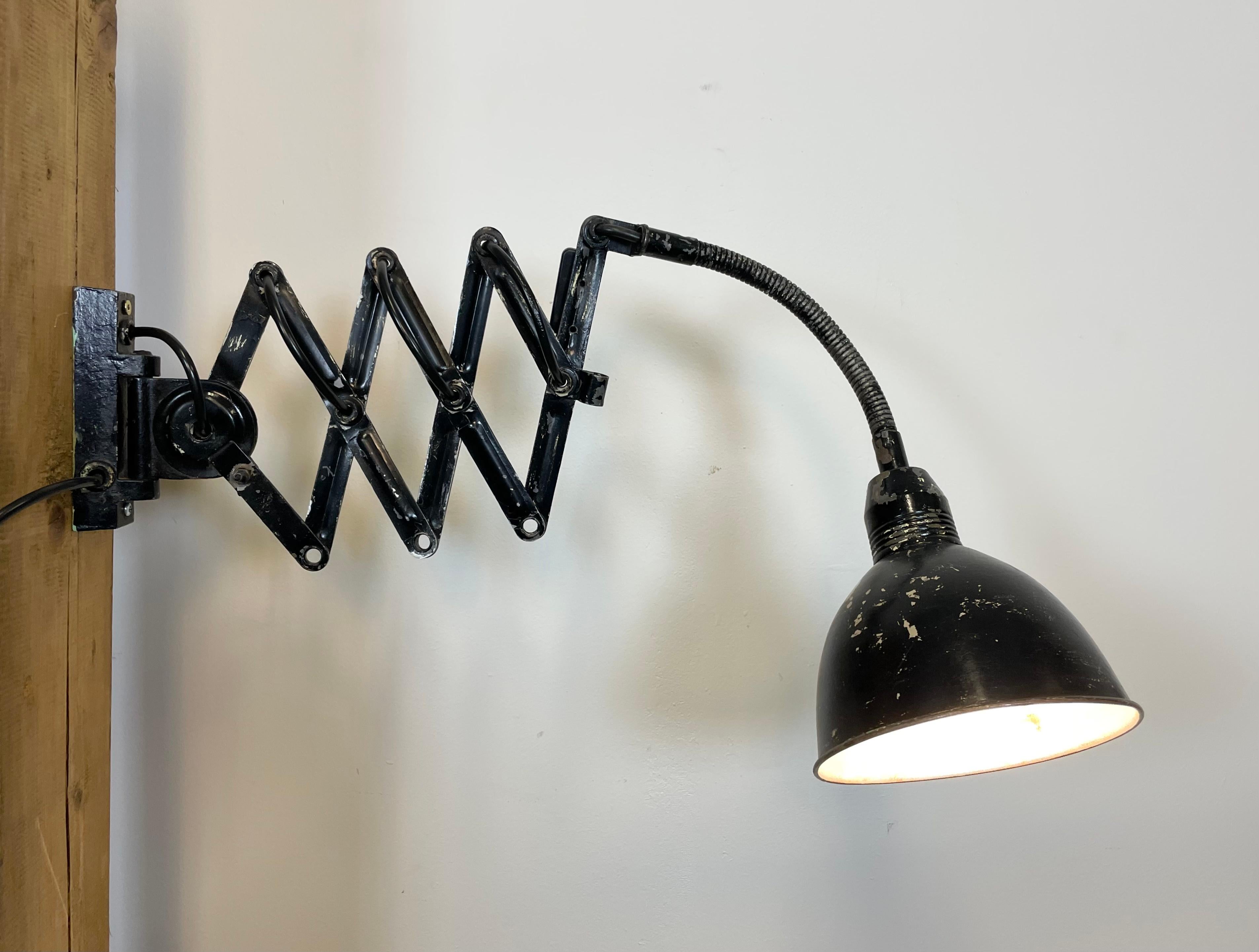 Black Industrial Scissor Wall Lamp from Elektroinstala, 1960s 11