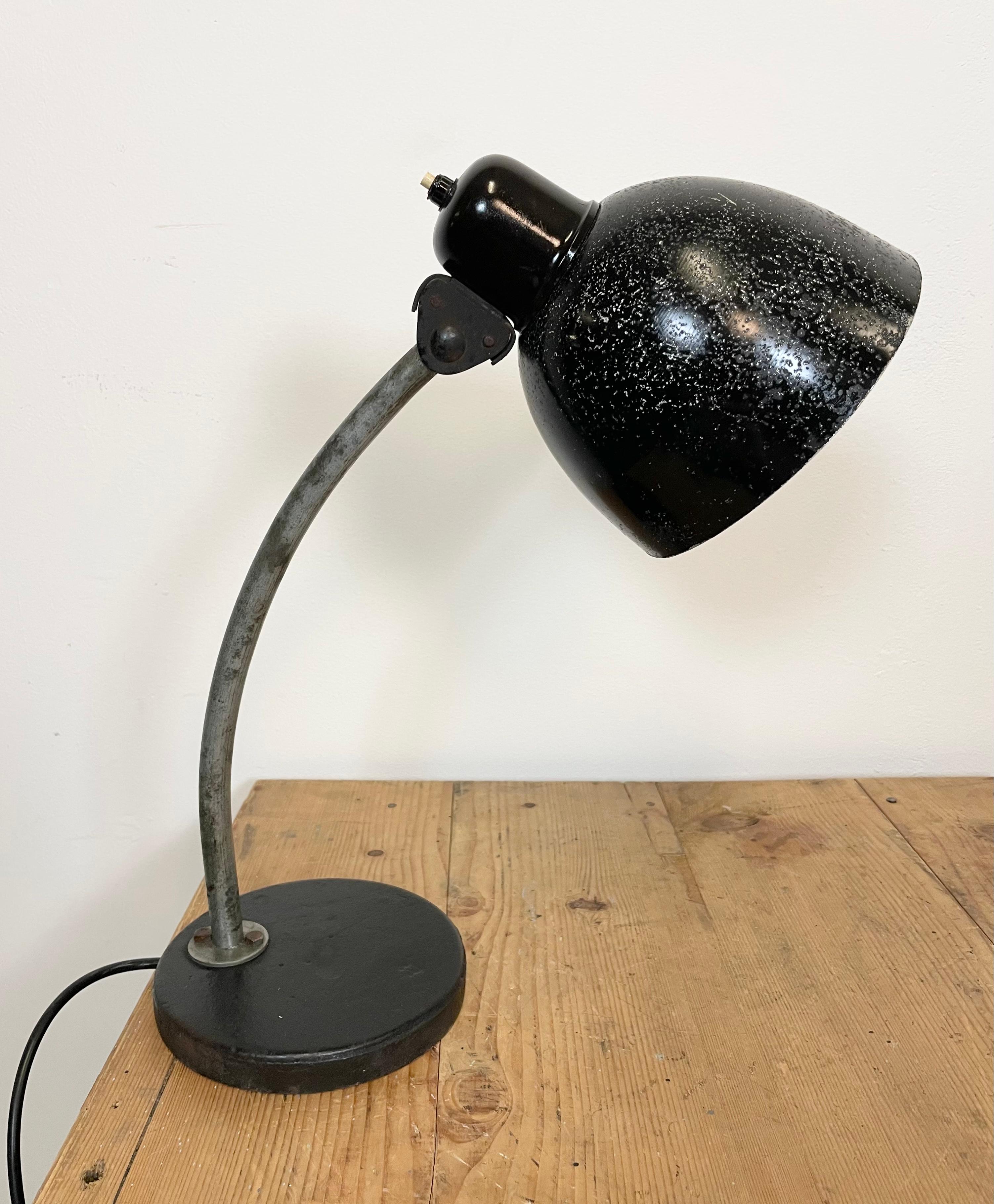 Lacquered Black Industrial Table Lamp, 1950s For Sale