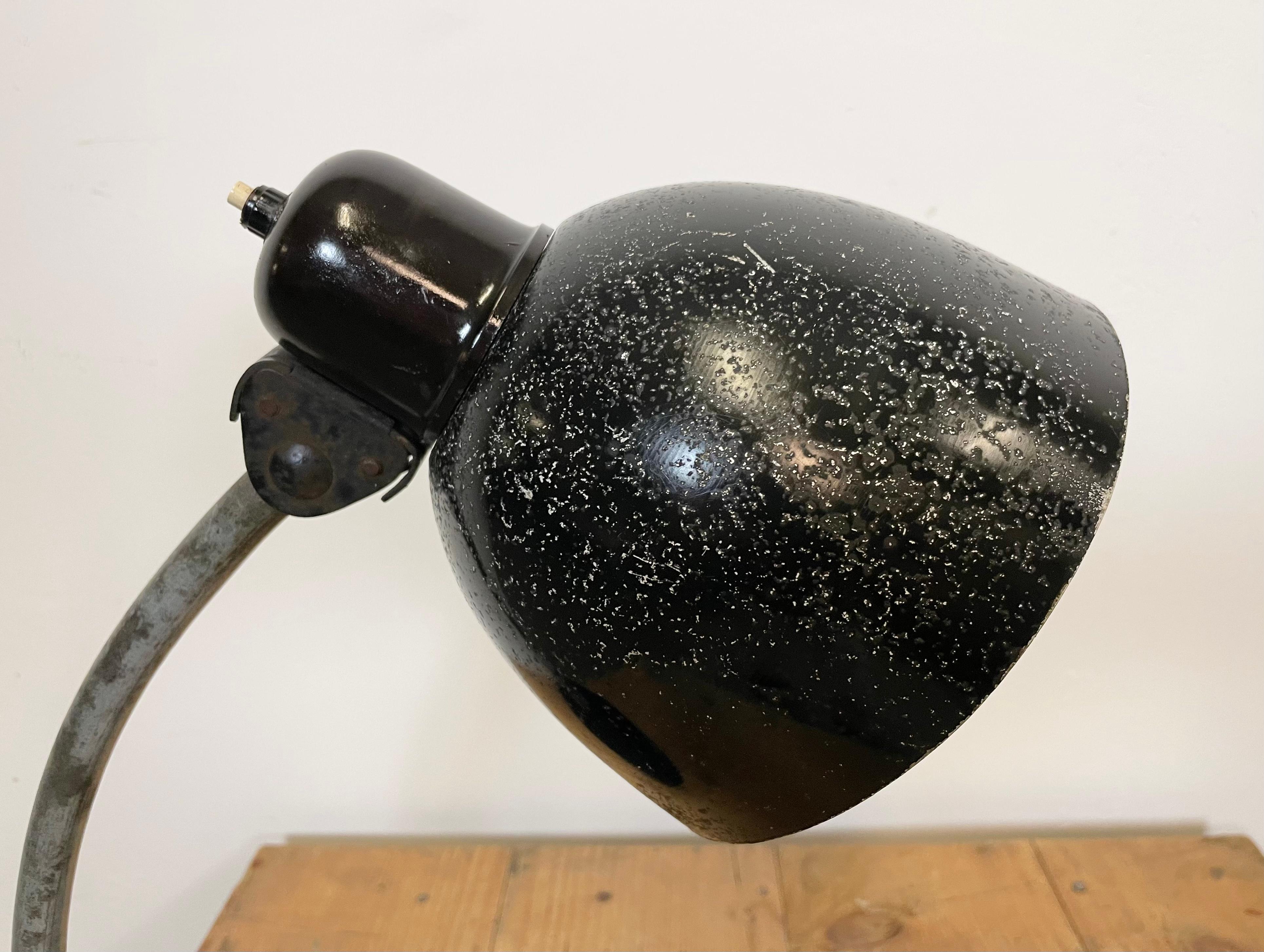 Black Industrial Table Lamp, 1950s In Good Condition For Sale In Kojetice, CZ