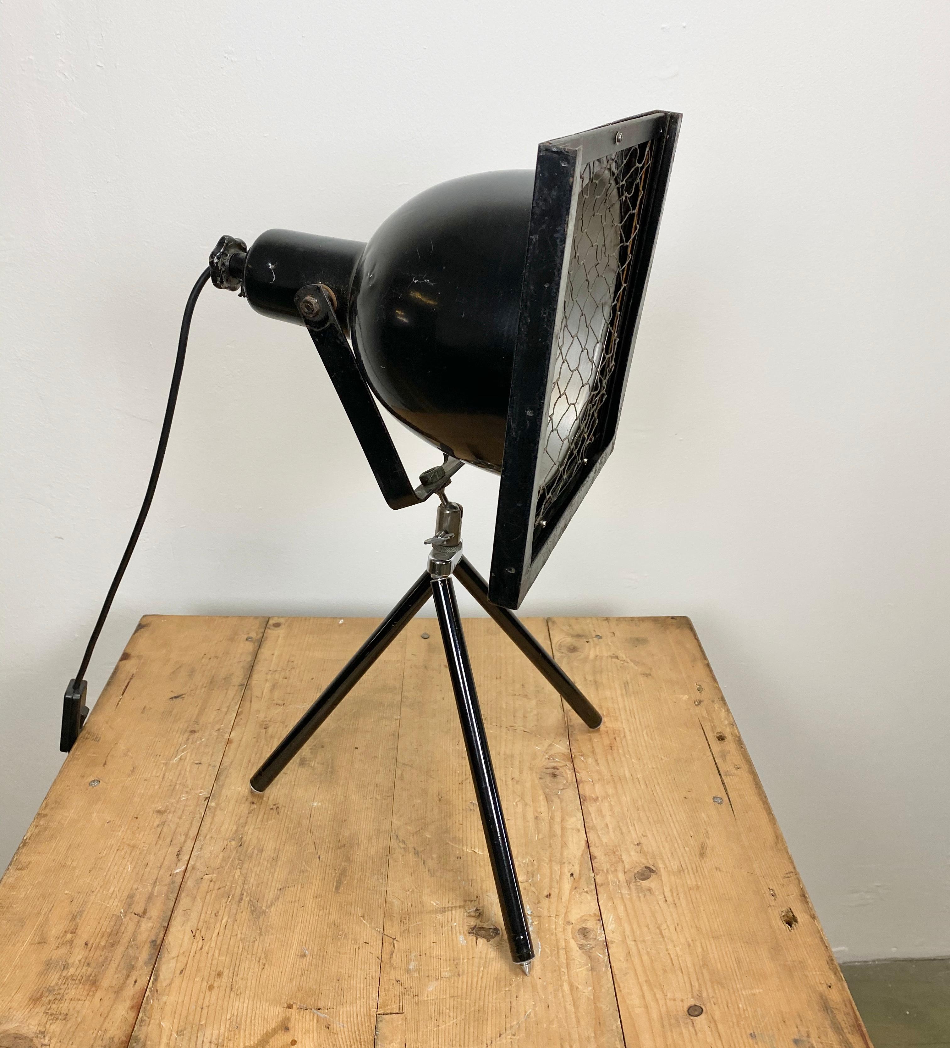 Painted Black Industrial Tripod Table Lamp, 1960s